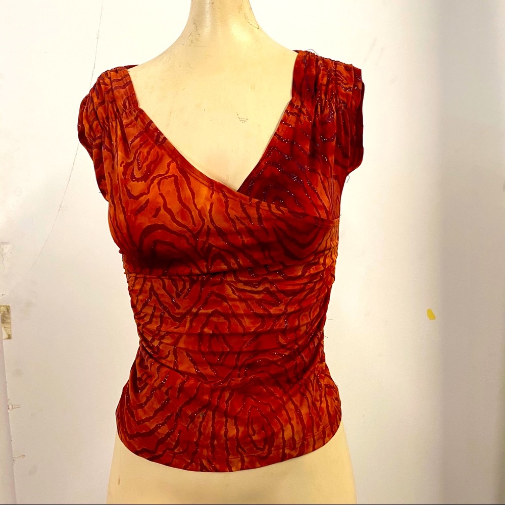 Orange Tiger-Stripe Pattern Top